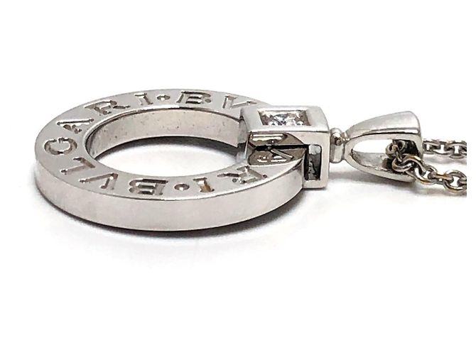 Bulgari Collana con Logo Circolare in Oro Bianco 18K Bvlgari Argento - vista 6
