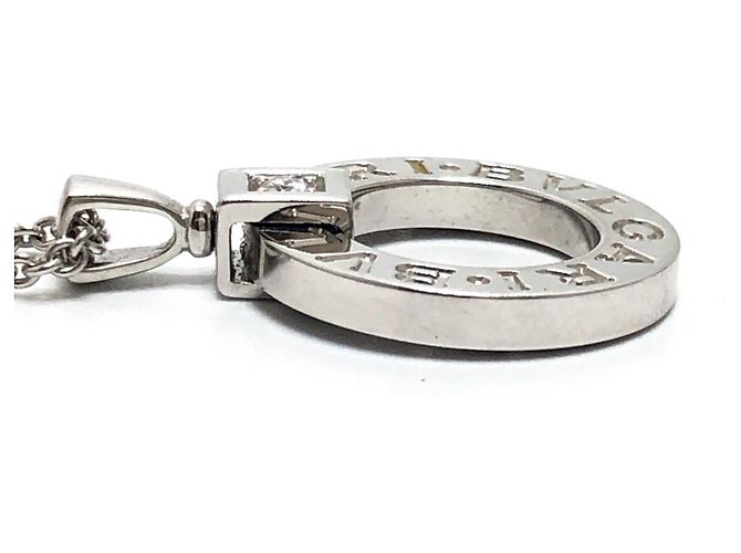 Bulgari Collana con Logo Circolare in Oro Bianco 18K Bvlgari Argento - vista 7