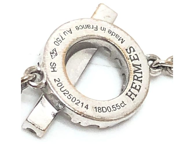 Hermès Bracciale charm in oro bianco 18K con diamanti Hermes Finesse Argento - vista 6