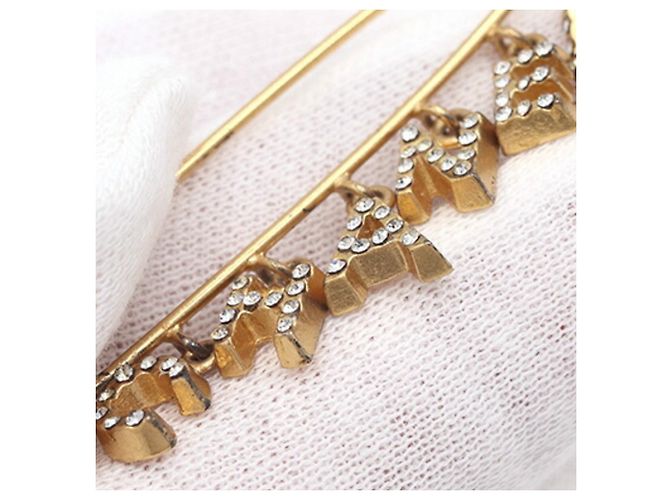 Spilla in metallo dorato con strass Chanel - vista 4
