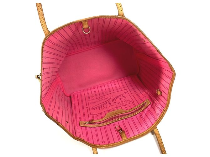 Borsa a Spalla Neverfull MM Monogramma Rosa Louis Vuitton Marrone - vista 13