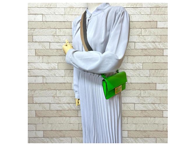 Borsa a spalla Baguette piatta Fendi Verde - vista 2