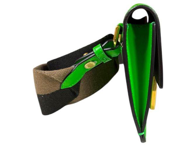 Borsa a spalla Baguette piatta Fendi Verde - vista 4