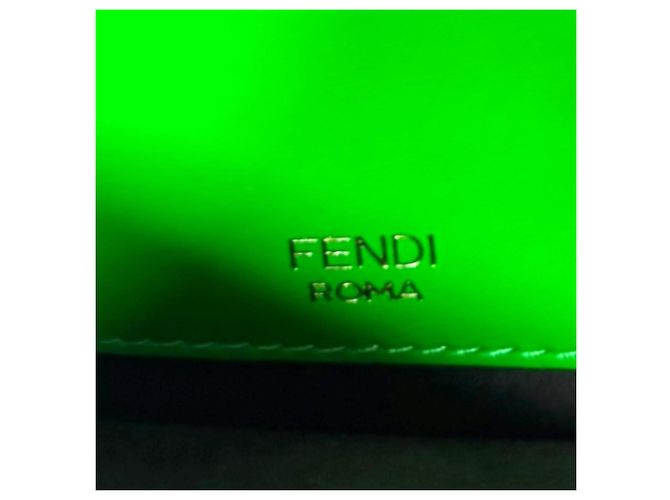 Borsa a spalla Baguette piatta Fendi Verde - vista 7