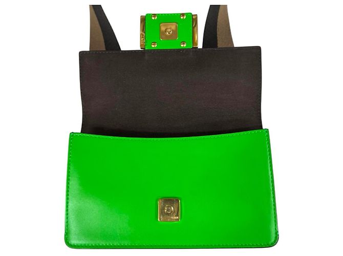 Borsa a spalla Baguette piatta Fendi Verde - vista 8