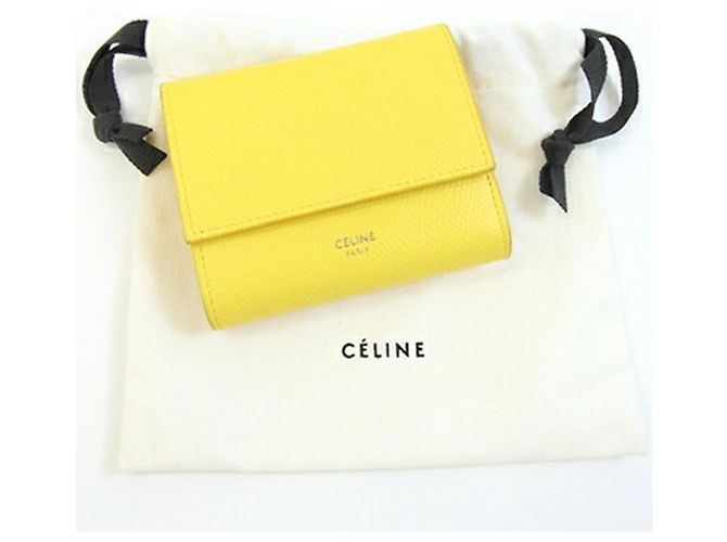 Céline Cartera trifold de piel de ternera granulada amarilla Celine Amarillo - vista 10