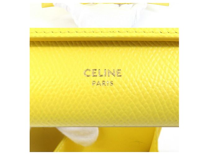 Céline Cartera trifold de piel de ternera granulada amarilla Celine Amarillo - vista 3