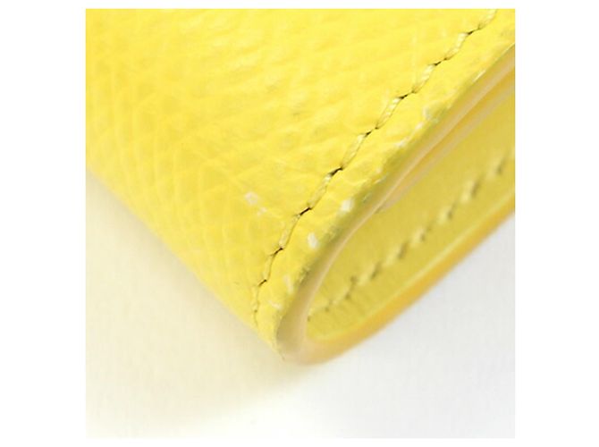 Céline Cartera trifold de piel de ternera granulada amarilla Celine Amarillo - vista 4