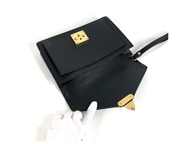 Borsa Clutch Dragonne Pochette Sellier Epi Louis Vuitton Nero - vista 12