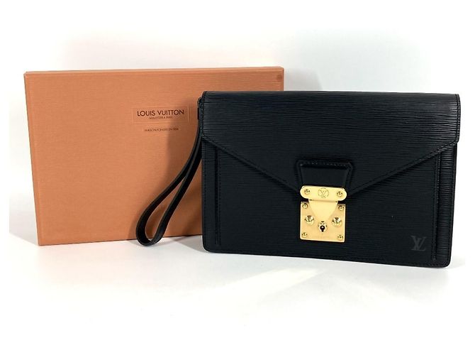 Borsa Clutch Dragonne Pochette Sellier Epi Louis Vuitton Nero - vista 18