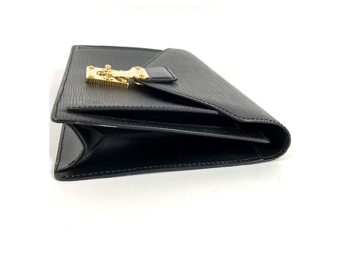 Borsa Clutch Dragonne Pochette Sellier Epi Louis Vuitton Nero - vista 3