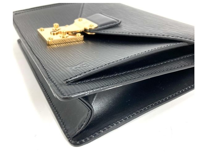 Borsa Clutch Dragonne Pochette Sellier Epi Louis Vuitton Nero - vista 5