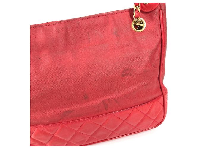 Borsa Vintage Chanel Logo CC Coco Mark Rosso - vista 10