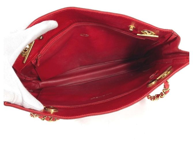 Borsa Vintage Chanel Logo CC Coco Mark Rosso - vista 13