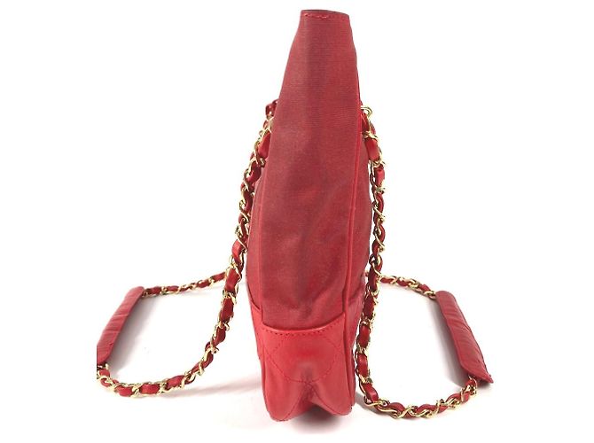 Borsa Vintage Chanel Logo CC Coco Mark Rosso - vista 3