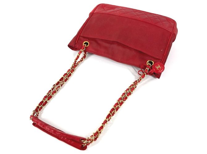 Borsa Vintage Chanel Logo CC Coco Mark Rosso - vista 8