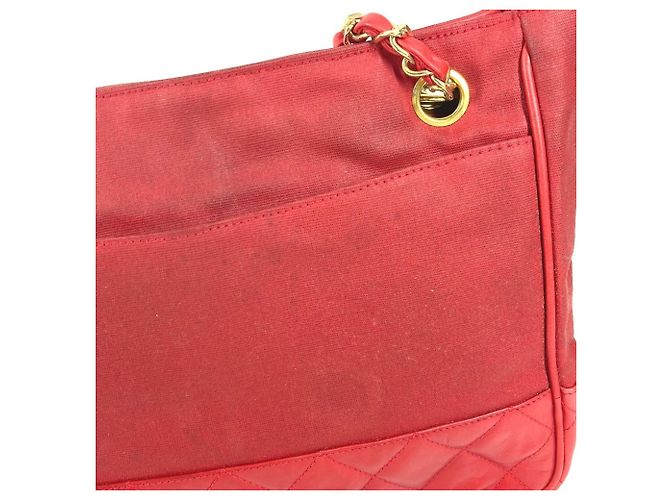 Borsa Vintage Chanel Logo CC Coco Mark Rosso - vista 9