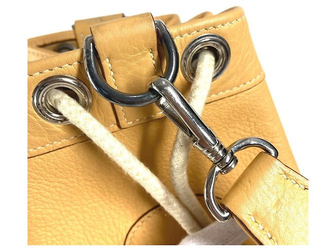Borsa a spalla con cordino e logo perforato H di Hermès Beige Giallo - vista 15