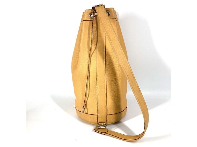 Borsa a spalla con cordino e logo perforato H di Hermès Beige Giallo - vista 2