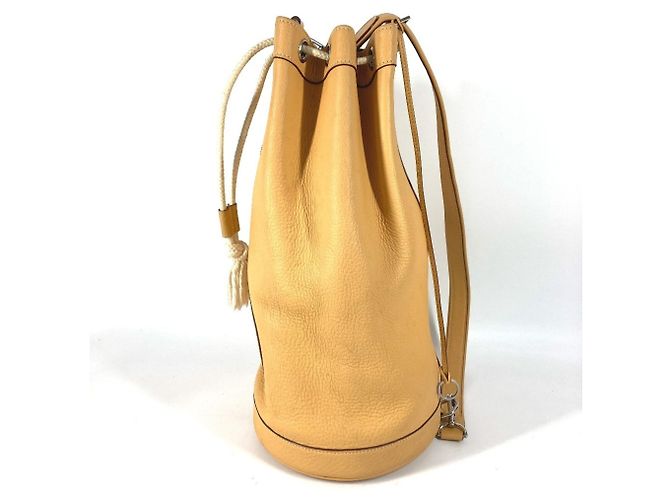 Borsa a spalla con cordino e logo perforato H di Hermès Beige Giallo - vista 3