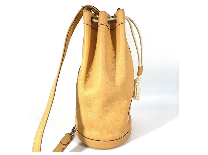 Borsa a spalla con cordino e logo perforato H di Hermès Beige Giallo - vista 4