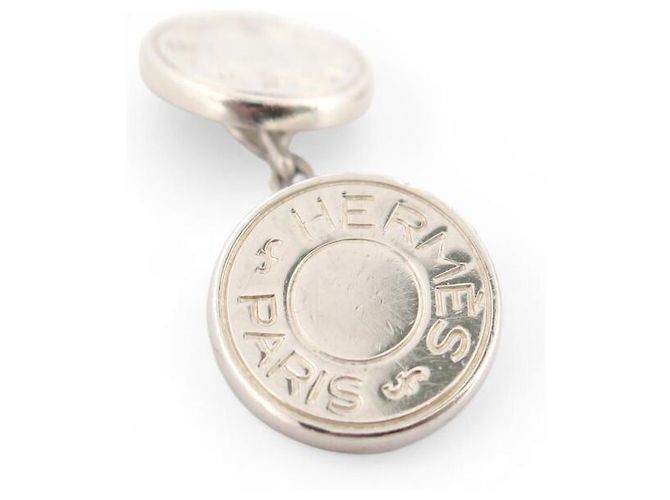 Hermès VINTAGE HERMES SADDLE NAILS SOLID SILVER 925 CUFFLINKS Silvery - view 4