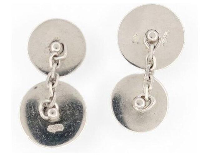 Hermès VINTAGE HERMES SADDLE NAILS SOLID SILVER 925 CUFFLINKS Silvery - view 5