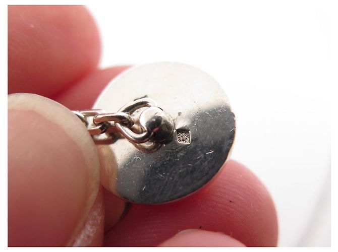 Hermès VINTAGE HERMES SADDLE NAILS SOLID SILVER 925 CUFFLINKS Silvery - view 7