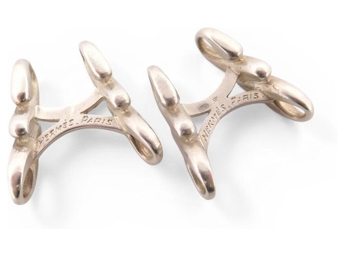Hermès DOPPIETTE HERMES ENTRELACS GAETAN DE PERCIN ARGENTO VINTAGE - vista 7