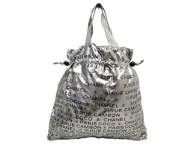 BORSO CHANEL 31 RUE CAMBON MONOGRAMMA NYLON ARGENTO - vista 2