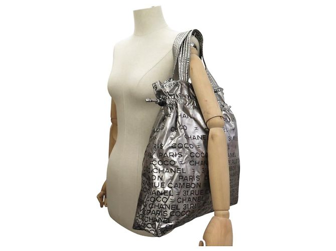 BORSO CHANEL 31 RUE CAMBON MONOGRAMMA NYLON ARGENTO - vista 6