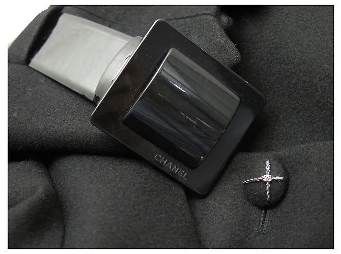 ABRIGO CHANEL P32031V19402 M38 LARGO DE LANA NEGRA CON CINTURÓN Negro - vista 11