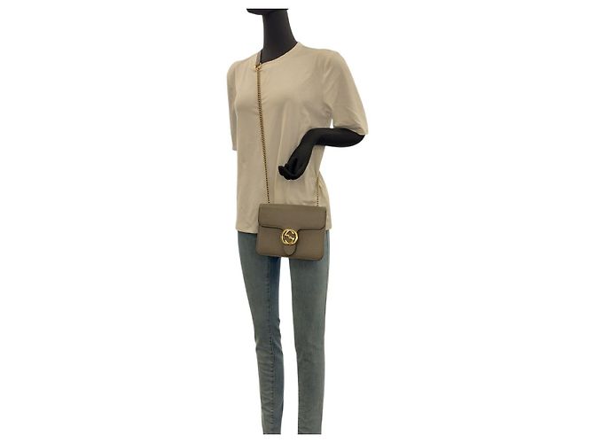 Borsa a Spalla in Pelle Interlocking G di Gucci Grigio - vista 9