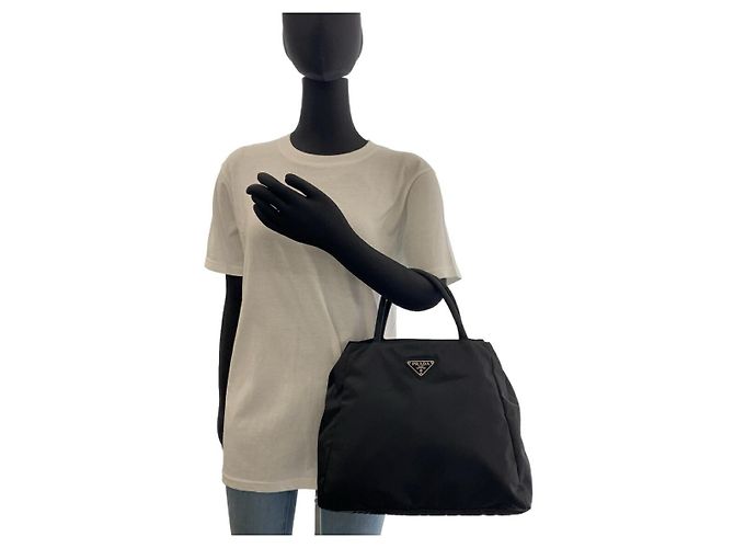 Prada Nylon Tessuto Logo Tote Bag Schwarz - Ansicht 6