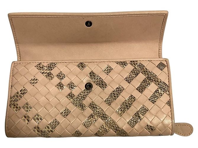 Bottega Veneta Intrecciato Python Langbörse Pink - Ansicht 3