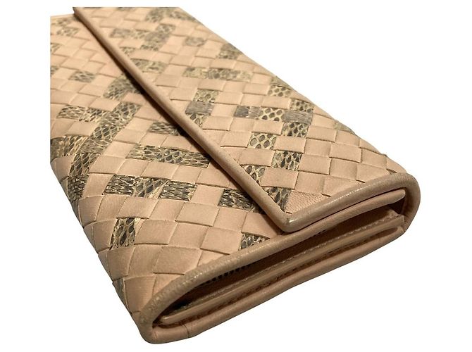 Bottega Veneta Intrecciato Python Langbörse Pink - Ansicht 8
