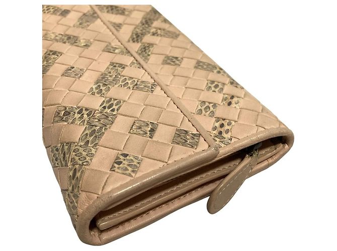 Bottega Veneta Intrecciato Python Langbörse Pink - Ansicht 9
