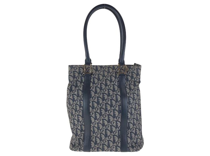 Dior Trotter Canvas Leder Tragetasche Blau - Ansicht 2