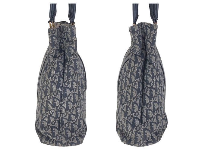 Dior Trotter Canvas Leder Tragetasche Blau - Ansicht 3