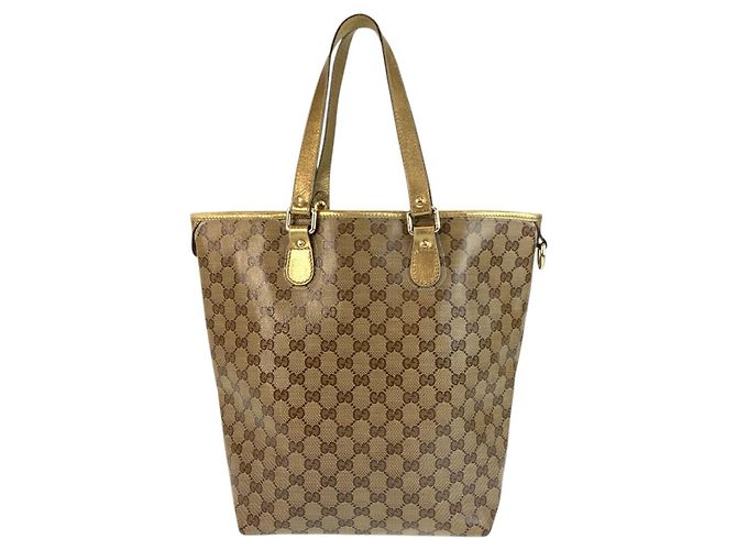 Borsa a Spalla Gucci GG Crystal Tote Beige Marrone - vista 2