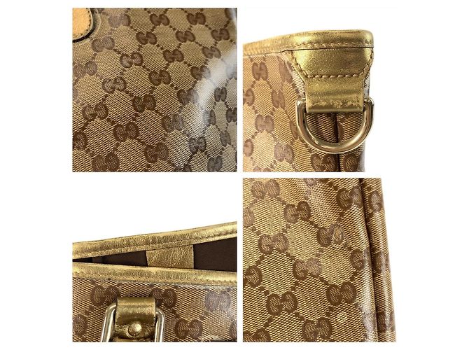Borsa a Spalla Gucci GG Crystal Tote Beige Marrone - vista 6