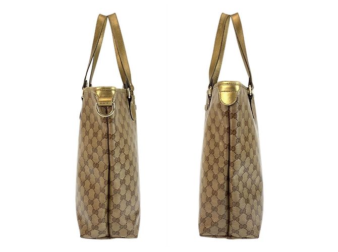 Borsa a Spalla Gucci GG Crystal Tote Beige Marrone - vista 8