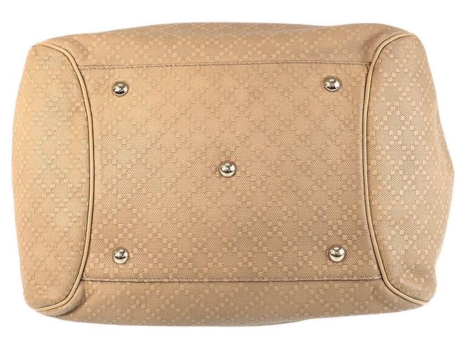 Gucci Bamboo Diamante Canvas Leder Tote Braun Beige - Ansicht 10