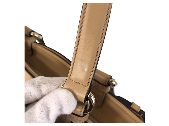 Gucci Bamboo Diamante Canvas Leder Tote Braun Beige - Ansicht 5