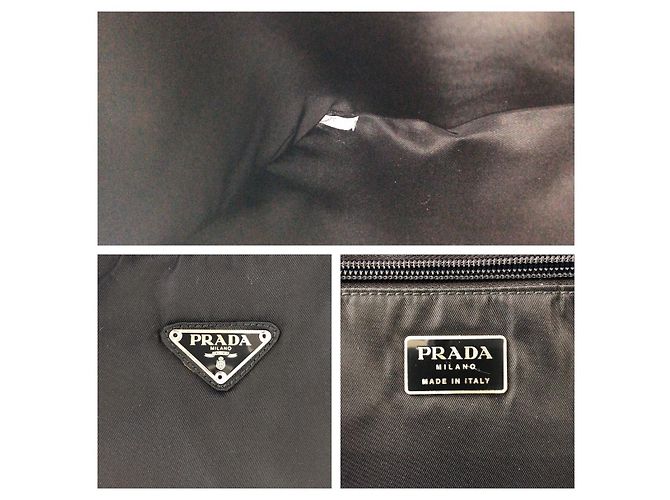 Borsa a tracolla in nylon tessuto con logo Prada Nero - vista 4