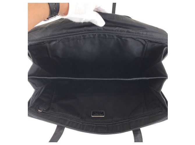 Borsa a tracolla in nylon tessuto con logo Prada Nero - vista 7