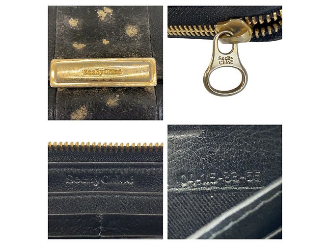 Chloé Portafoglio lungo in pelle nera Chloe Nero - vista 6