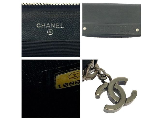 Chanel Caviar Haut Coco Mark Lang Geldbörse Schwarz - Ansicht 5
