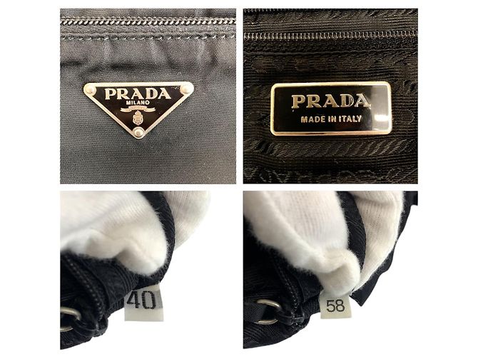 Bolsa de ombro Prada em nylon tessuto com logo triangular Preto - vista 4