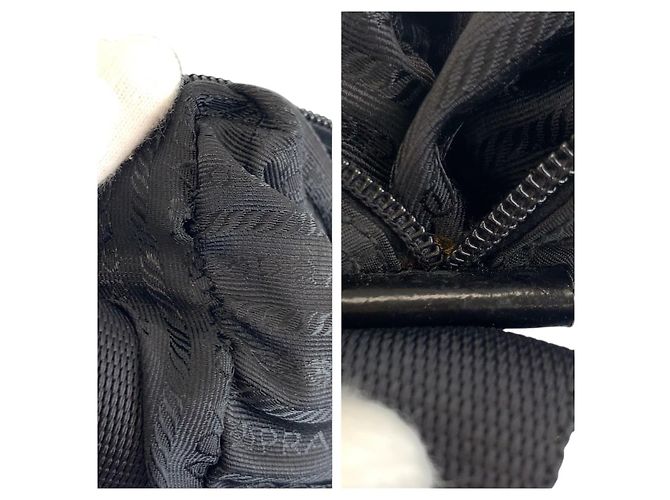 Bolsa de ombro Prada em nylon tessuto com logo triangular Preto - vista 5